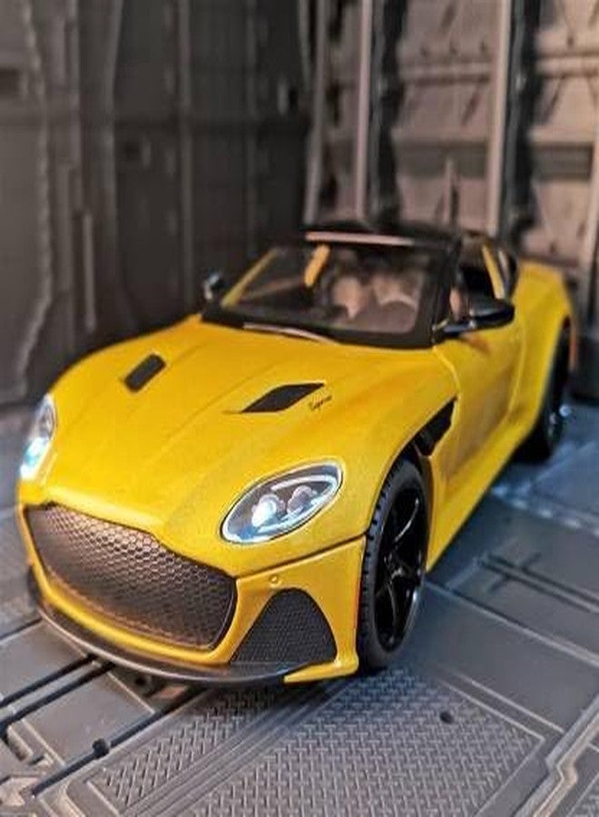 PEZYOX Scale Exclusive Alloy Metal Pull Back Die-cast Car Model with Sound Light Mini Auto Toy for Kids Metal Model Toy Car with Sound and Light (1.22 Scale- Aston Martin -Yellow) - Image 4